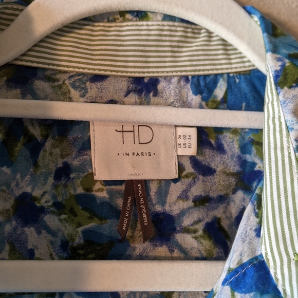Blue and green floral button down - Picture 3 of 4